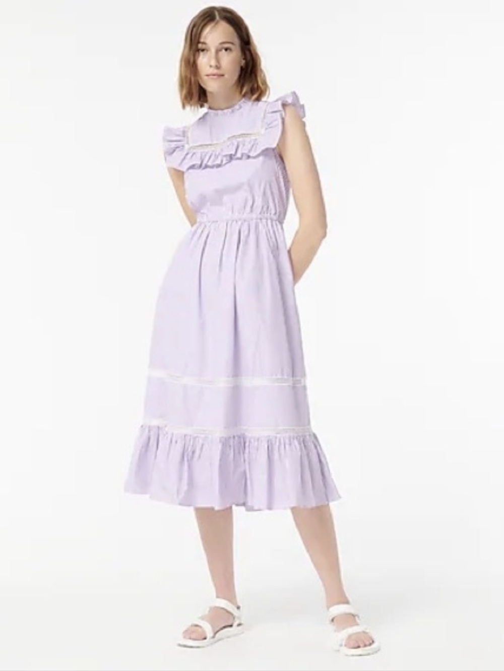 J.Crew Lilac Tiered Ruffle Midi Dress - Size Medium